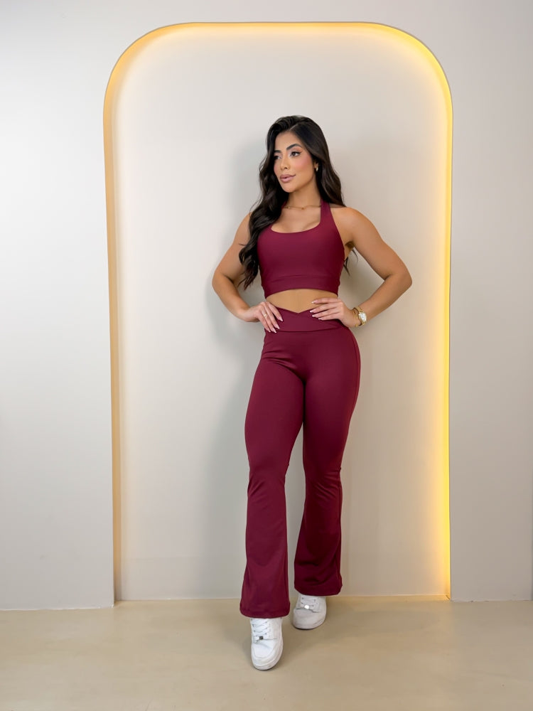 Conjunto Super Fitness Calça Flare