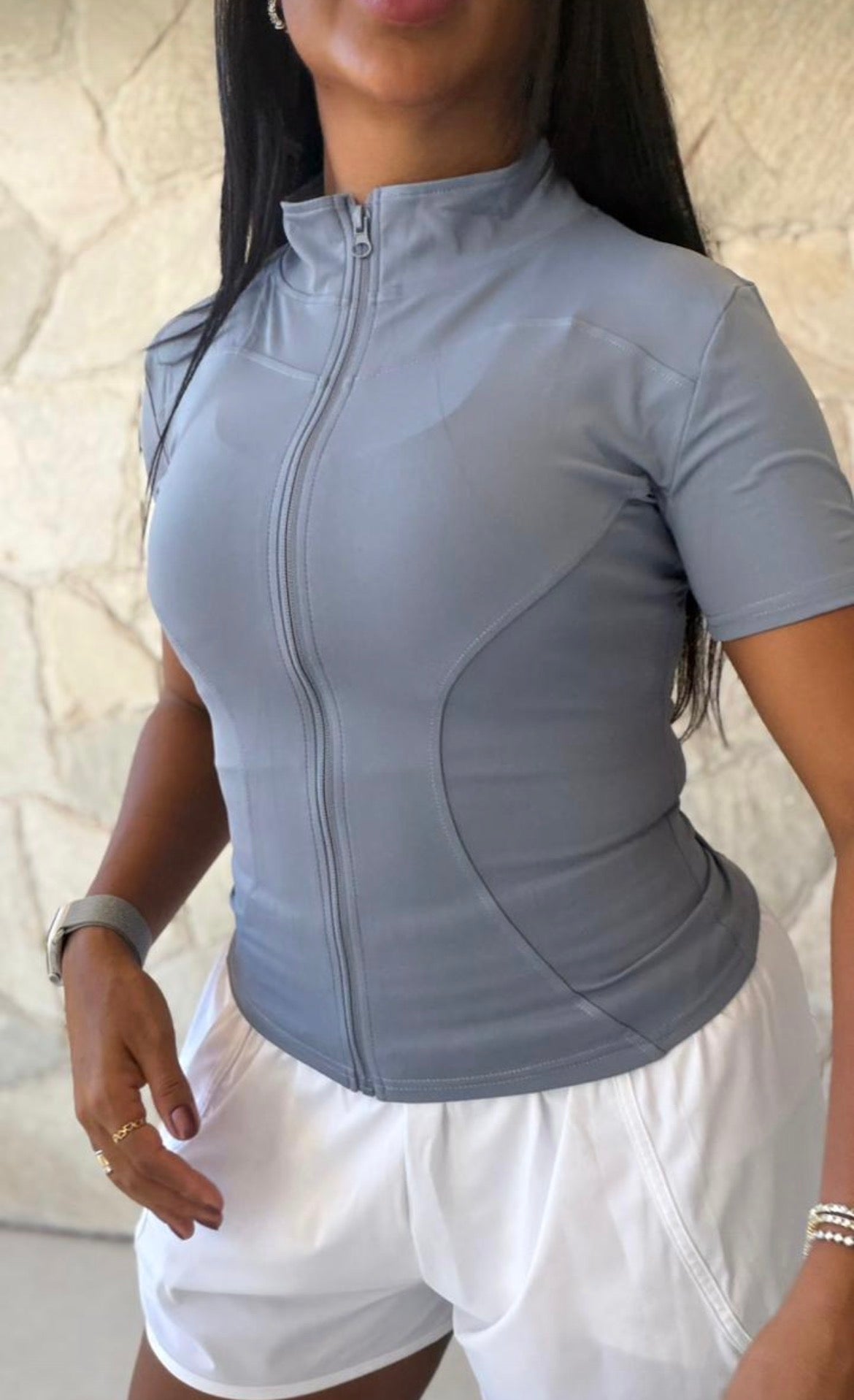 Blusa de zíper com manga