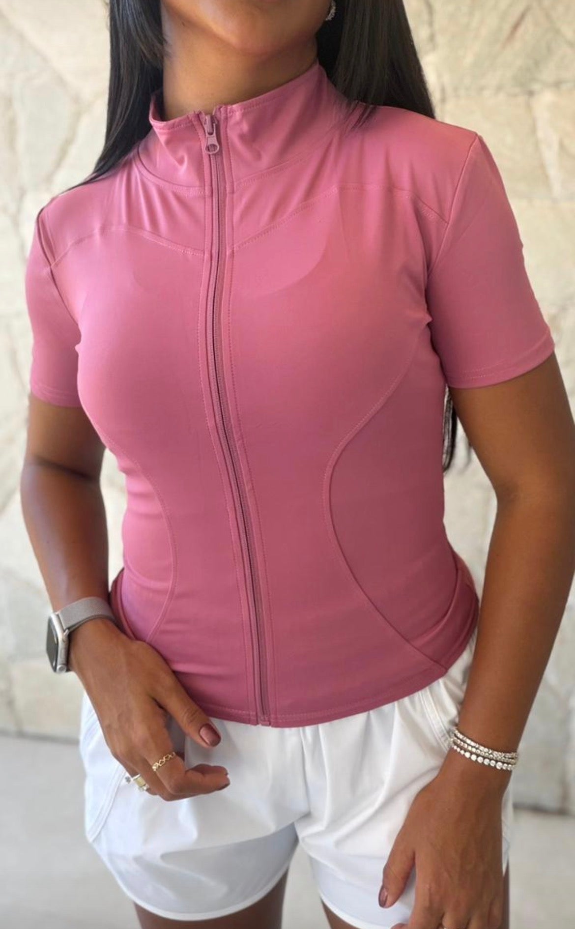 Blusa de zíper com manga