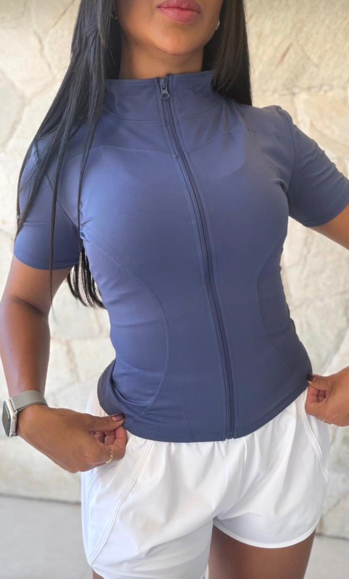 Blusa de zíper com manga